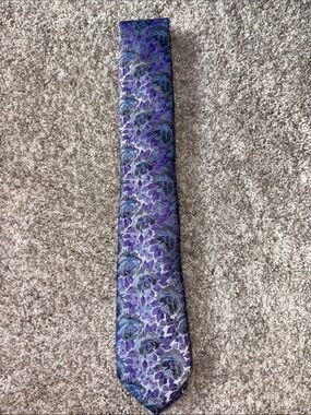 Bespoke Purple Floral Tie with Blue Accents